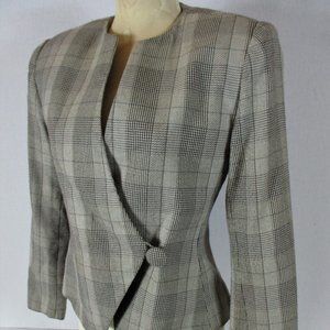 EH WOODS womens 6 brown PLAID button jacket (B2)E1